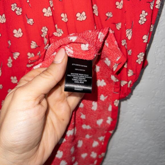New Sanctuary Red Wildflower Floral Cilia Long Sleeve‎ Mini Dress 8 - Picture 5 of 7